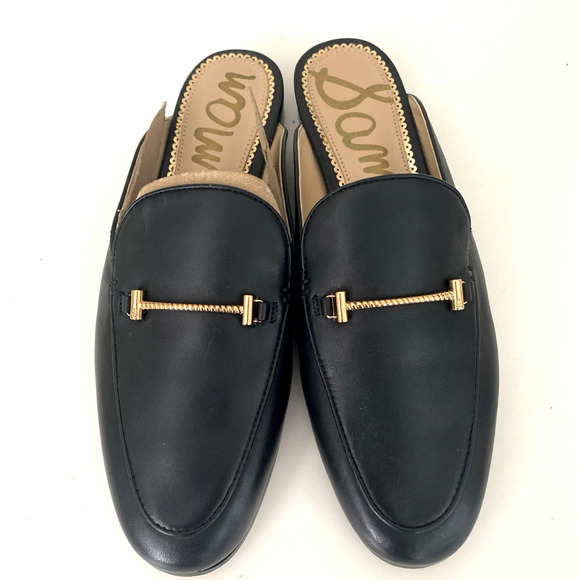 Sam Edelman Laurna Mule Flat Slip On Loafer Round Toe Black Leather 7.5 - Picture 2 of 5